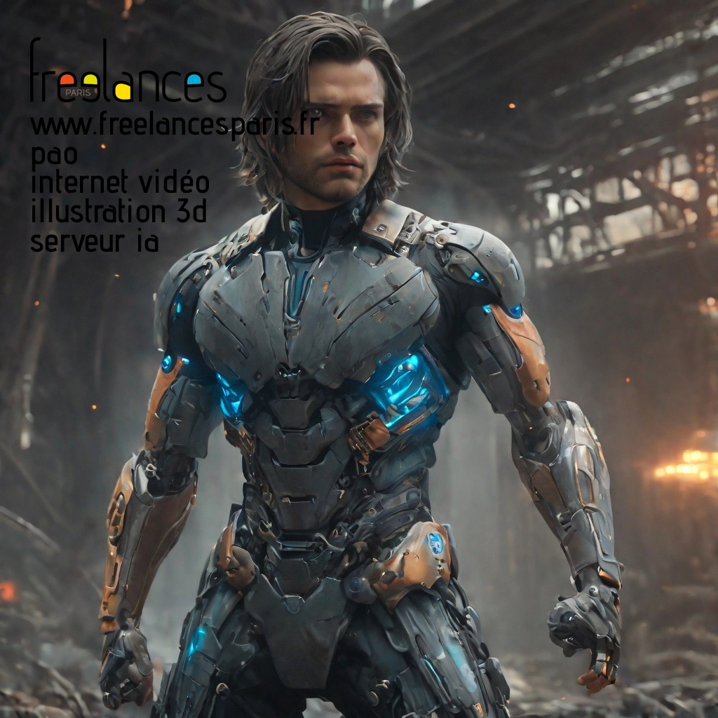 Pao mise en page internet vidéo illustration 3d serveur IA générative AI freelance paris studio de création magazines o09k03p0